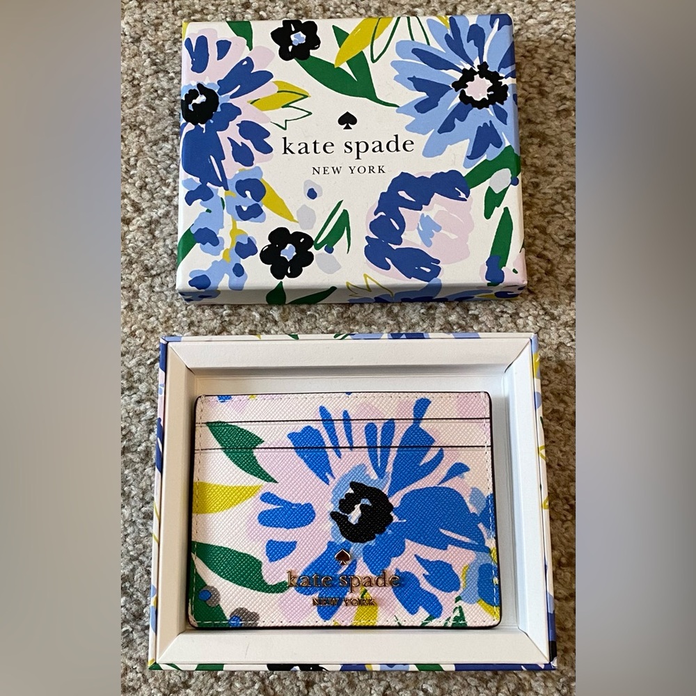 Kate Spade New York Madison Festive Floral Small Slim Card Holder NWT